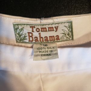 TOMMY BAHAMA Women 100% Silk Crop Pants. Color-milky. Size 16.
